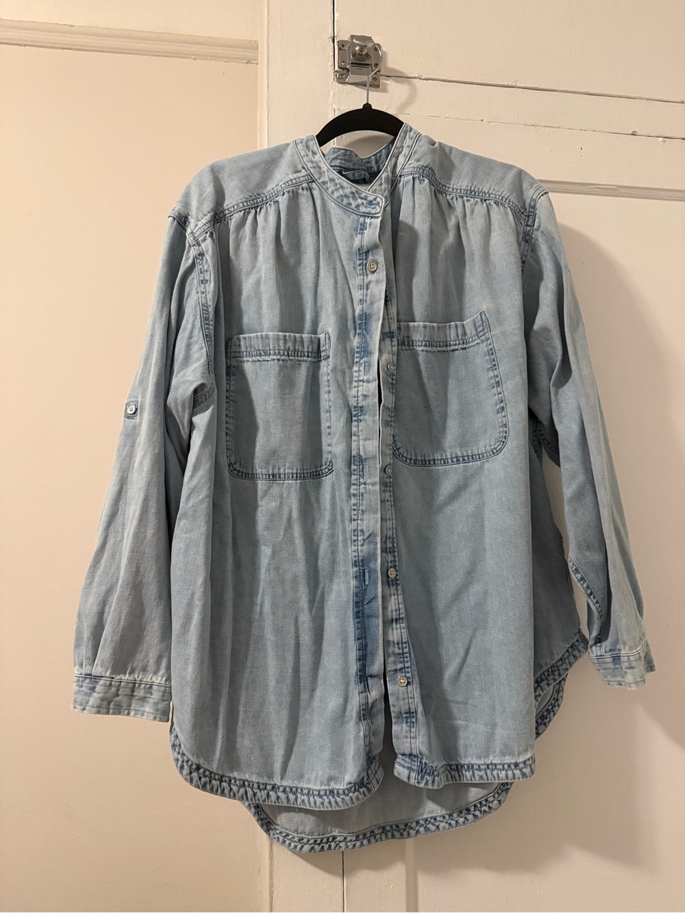 aerie Light Wash Denim Button-Down Shirt